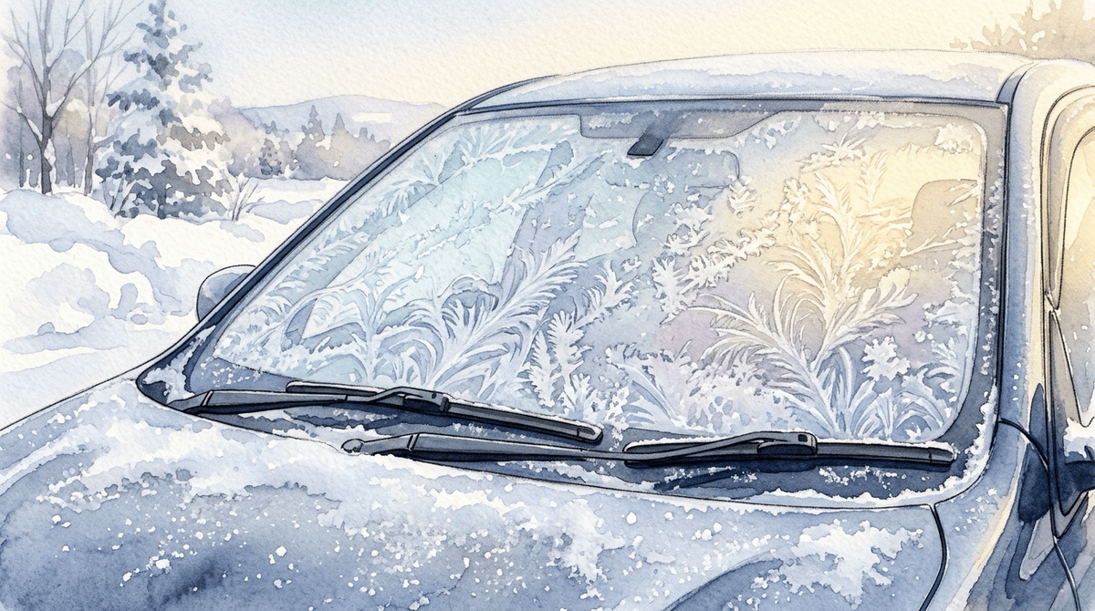 車のフロントガラスが凍ったら?お湯はNG、解氷スプレーなら約1分|冬の朝の解かし方と前の晩の予防